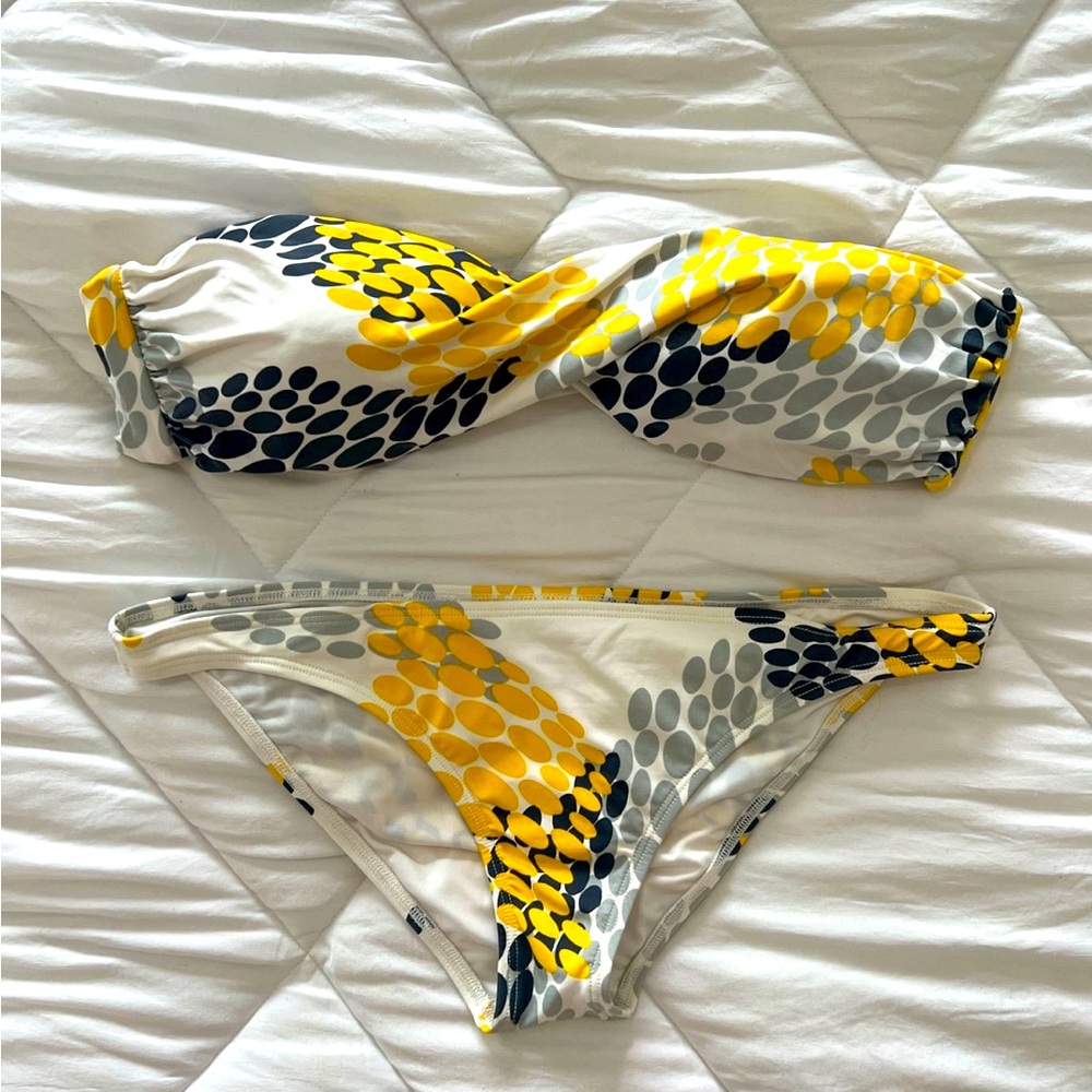 L Space Yellow and Gray Patterned Bikini Set